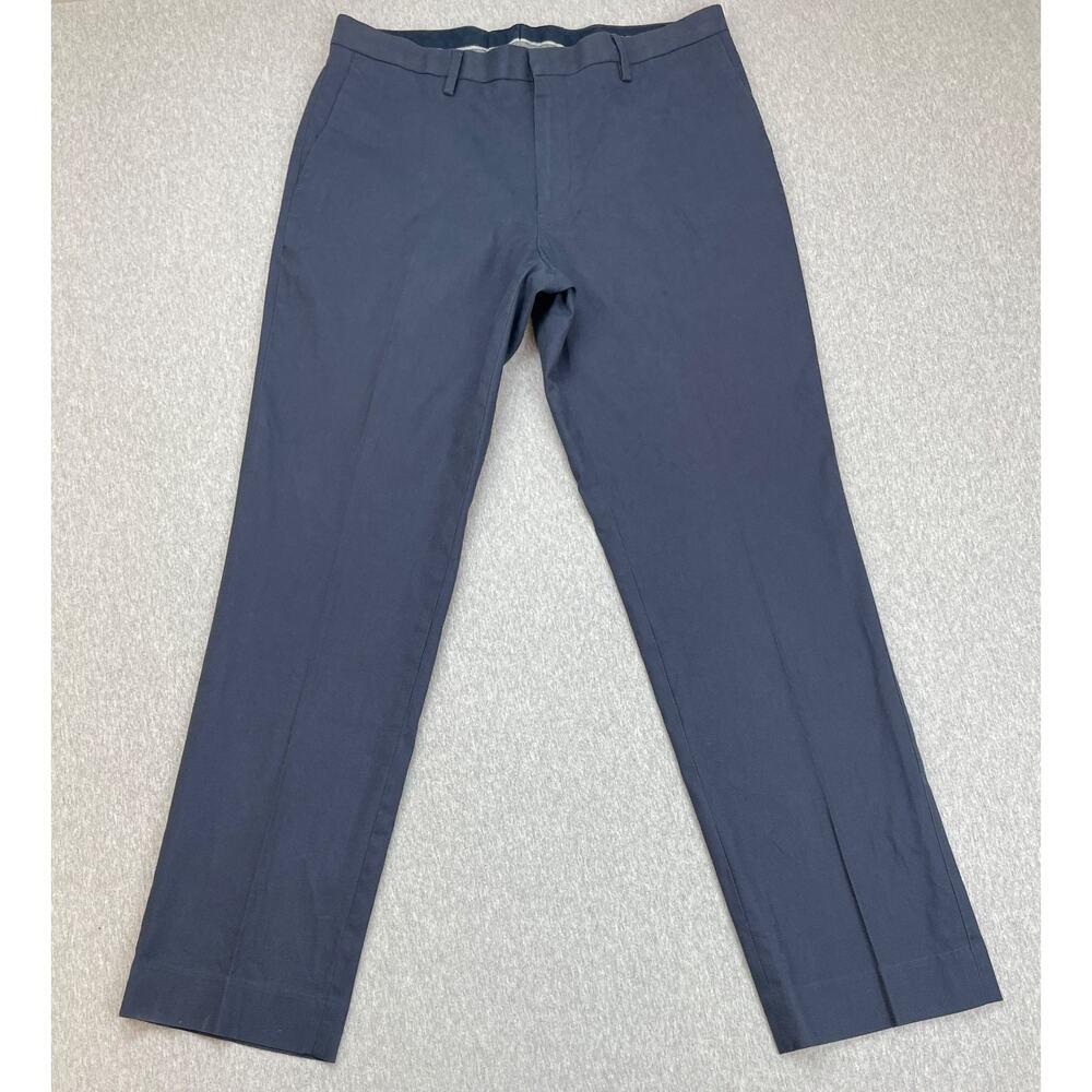 Banana Republic Pants Men 33x 32 Blue Cotton Blend Stretch Slim Flat Front Dress